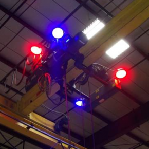 Overhead crane blue line warning light